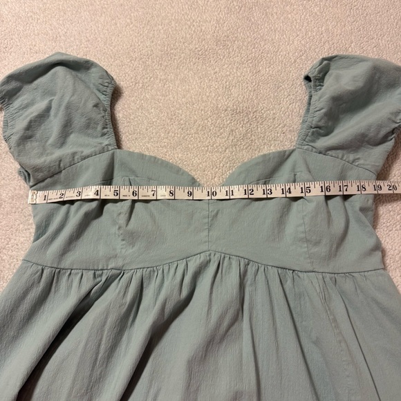 Abercrombie & Fitch Light Blue Sweetheart Neck Puff Babydoll Mini Dress A&F - Picture 8 of 13